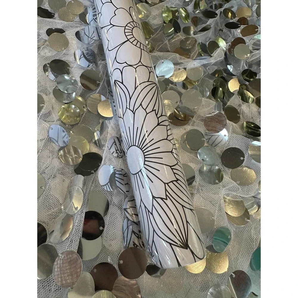 Cobble Creek Coloring Wrap Paper Roll 5 Sheets White Floral Art‎ 27 Sq Ft Gift